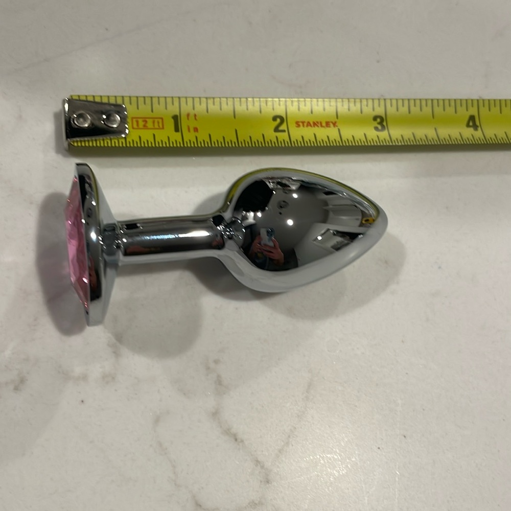 Silver Pink Gem Butt Plug